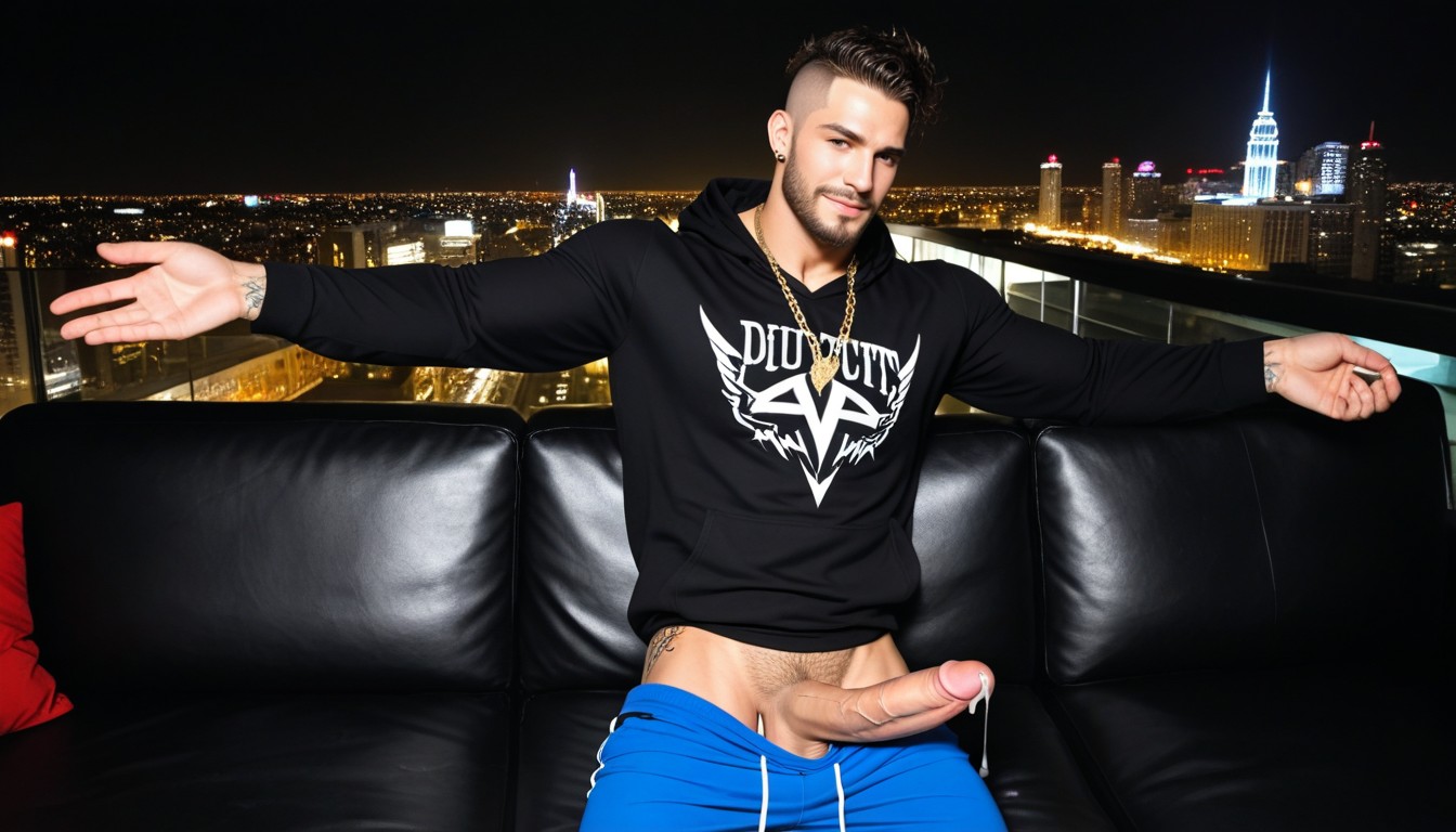 Exposing Erect Penis, Sweatpants, Having Fun AI Gay Porn