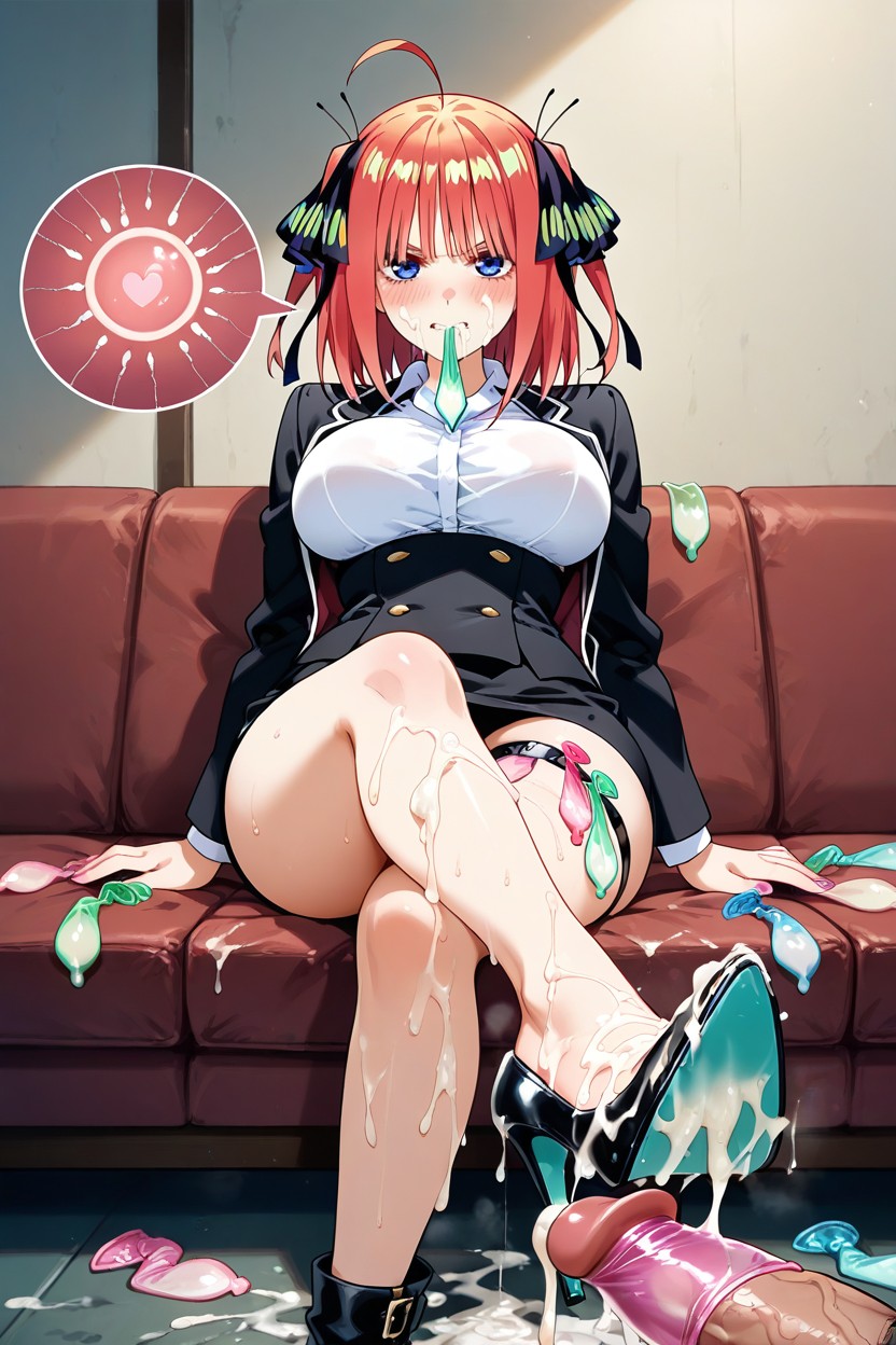 Used Condom Belt, Swallowing Semen, Foot Stepping Into Semen Soaked High Heels Hentai AI Porn