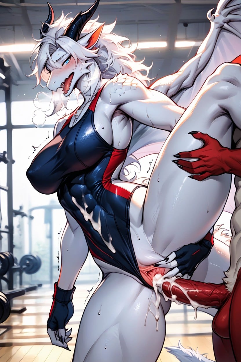 Fingerless Gloves, Large Breast, Sweating Furry AI Porn