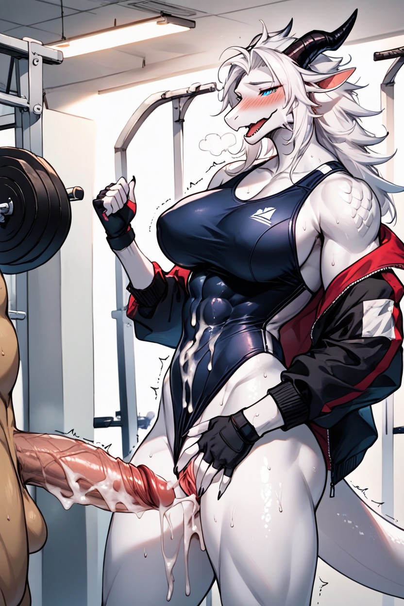 Cum Inside, Puffy Labia, White Dragon Wings Furry AI Porn