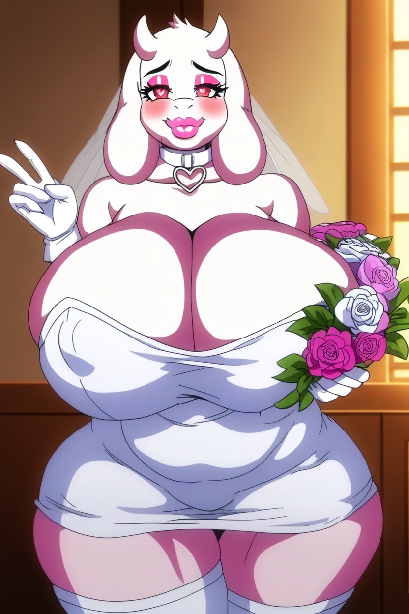 Cleavage, Sexy Wedding Dress, Bimbo Furry AI Porn