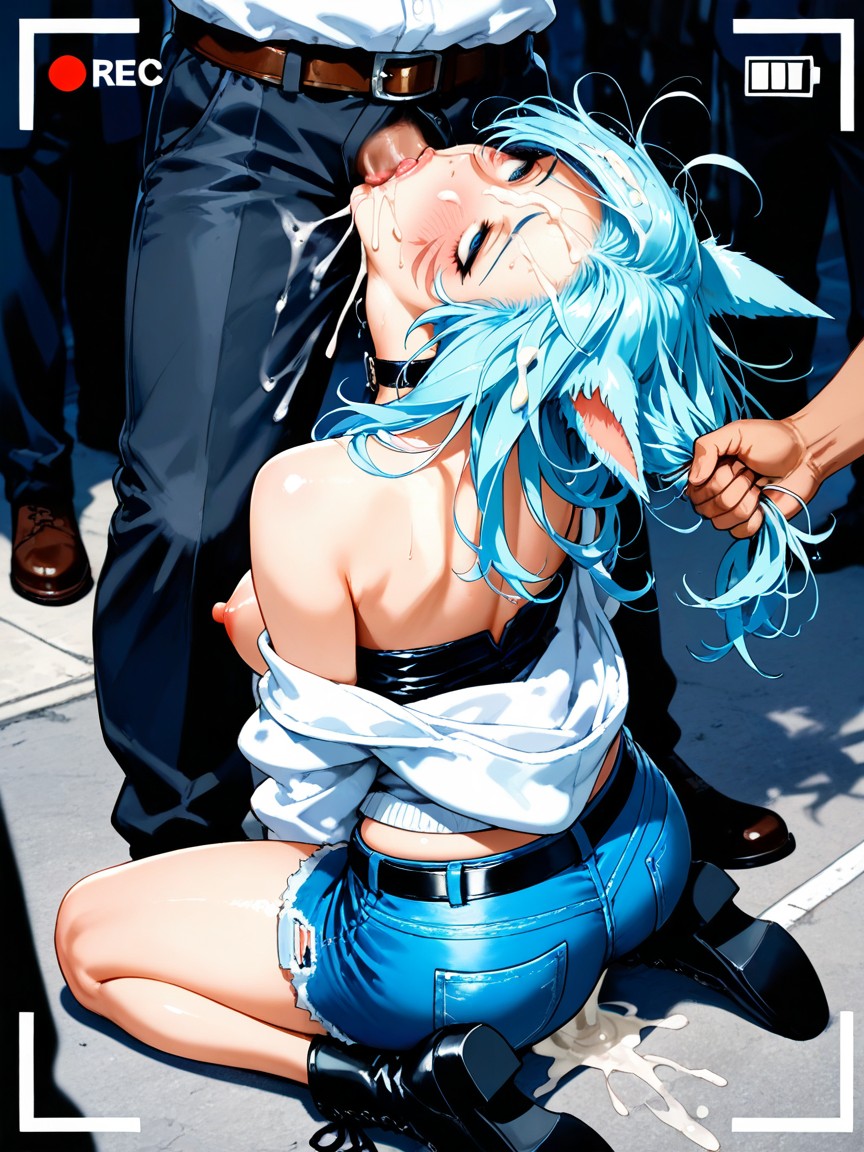 Rounder Face, Other Man Take Cock On Her Hair Behind Her, Rolling Eyes Hentai AI Porn