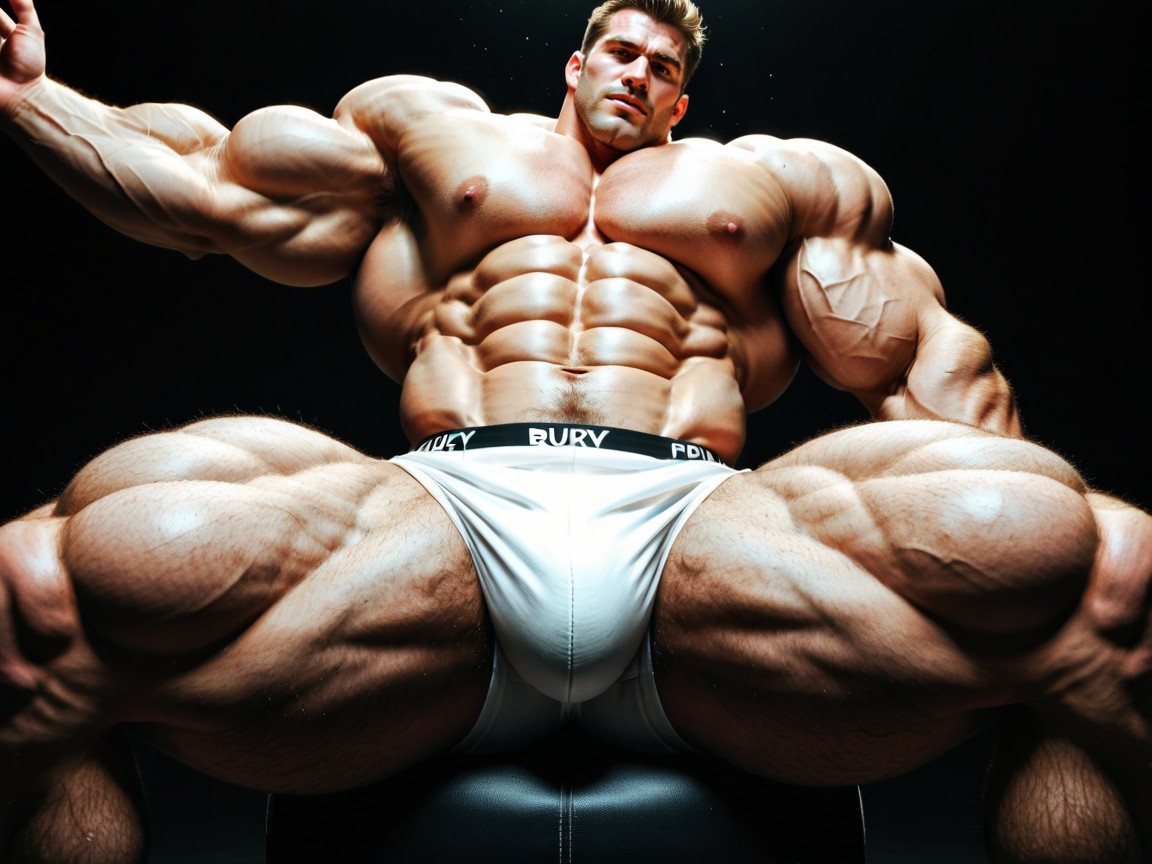 Blonde Hair, Huge Muscular And Defined Physique, Rim Lighting AI Gay Porn