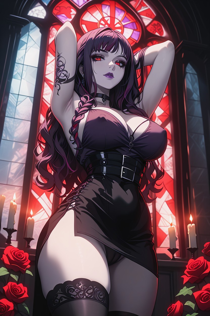 Black Marble Floor With Mist, Massive Thighs, Velvet Curtains Hentai IA