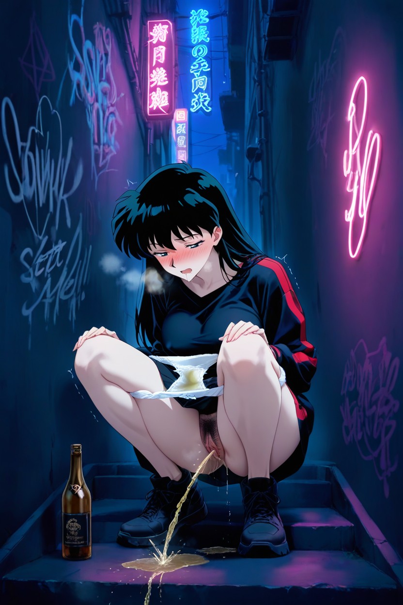 Steam Is Coming Out Of The Pussy, Squatting, Panic Hentai IA