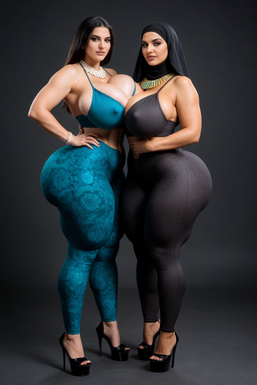 Floral Print Pants, Gigantic Rounded Breast, Waist AI Porn