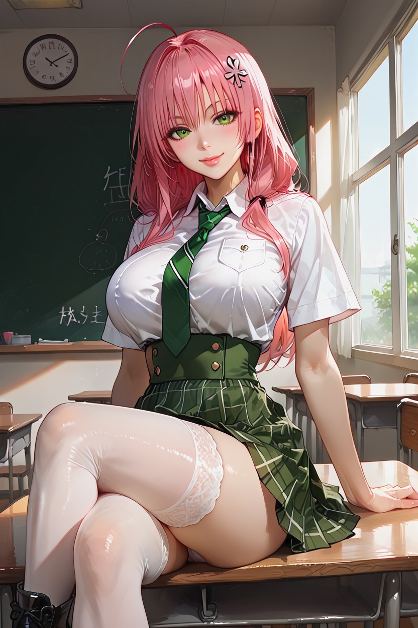 25+, Ahoge, Green Tartan Skirt AI Porn