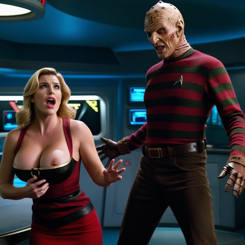 Captain’s Chair, Breast Expansion, Freddy Krueger Stands Behind A Woman AI Porn