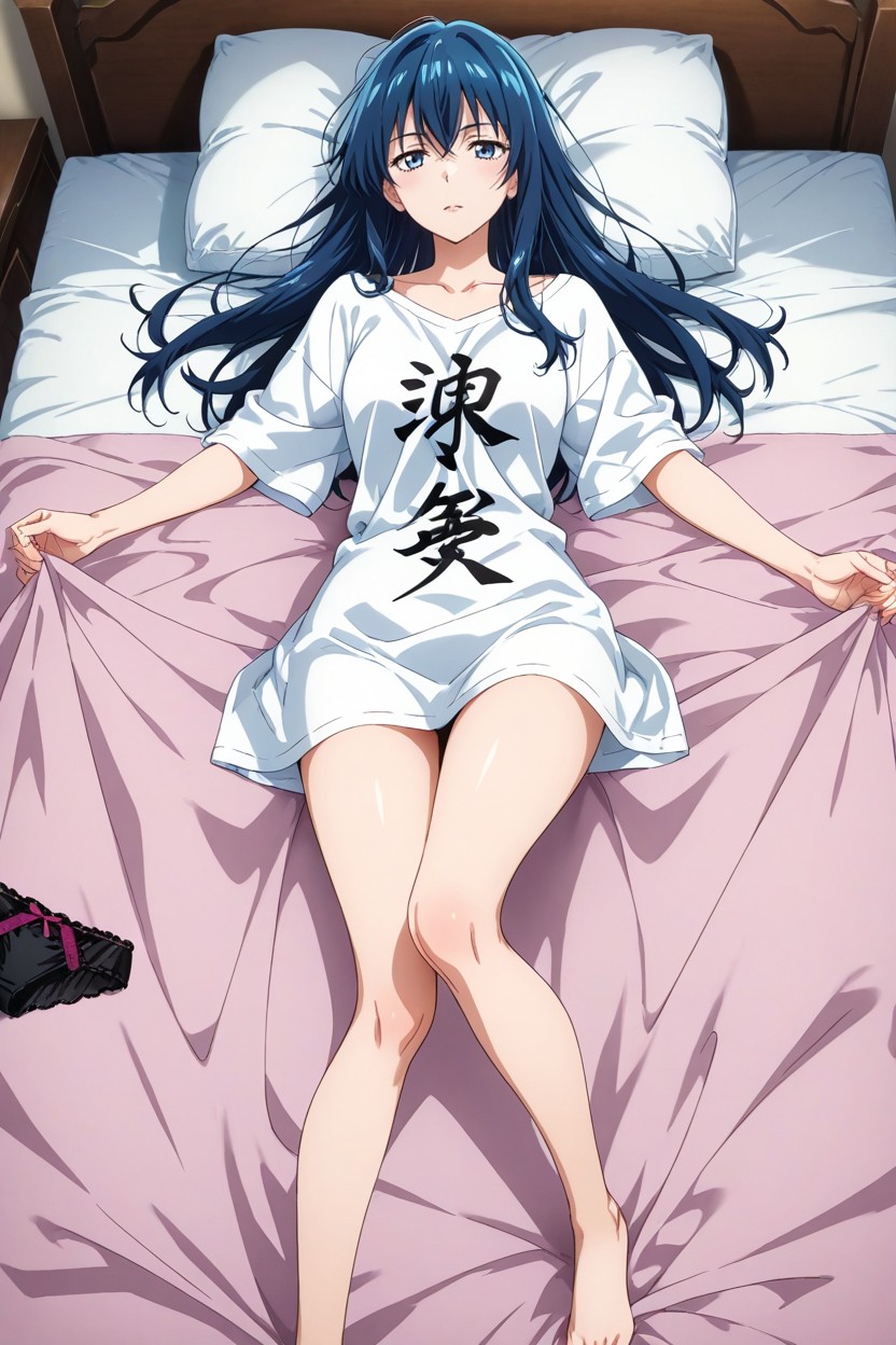 Perfect, Blue Hair, Queen Size Bed Hentai AI Porn