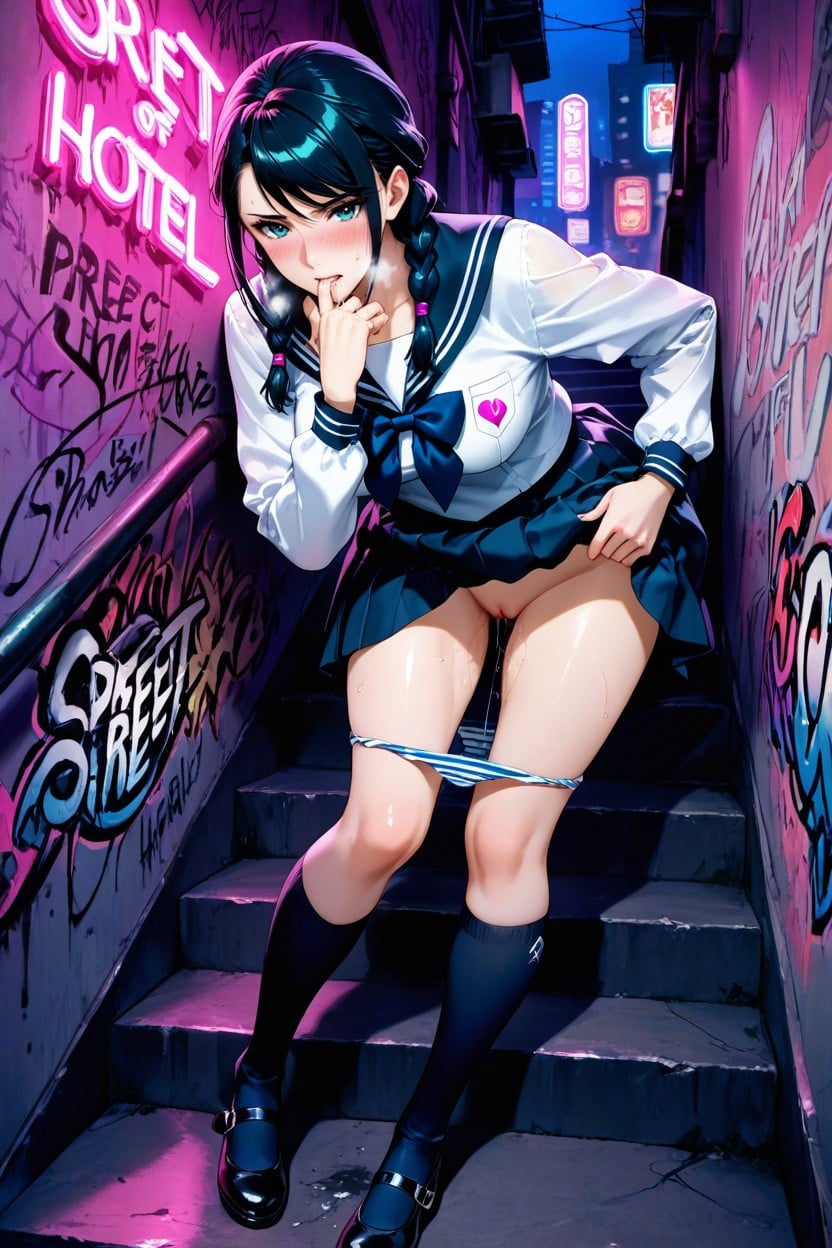 Looking At Viewer, Break Black Hair, Extremely Insufficient Light Hentai AI Porn