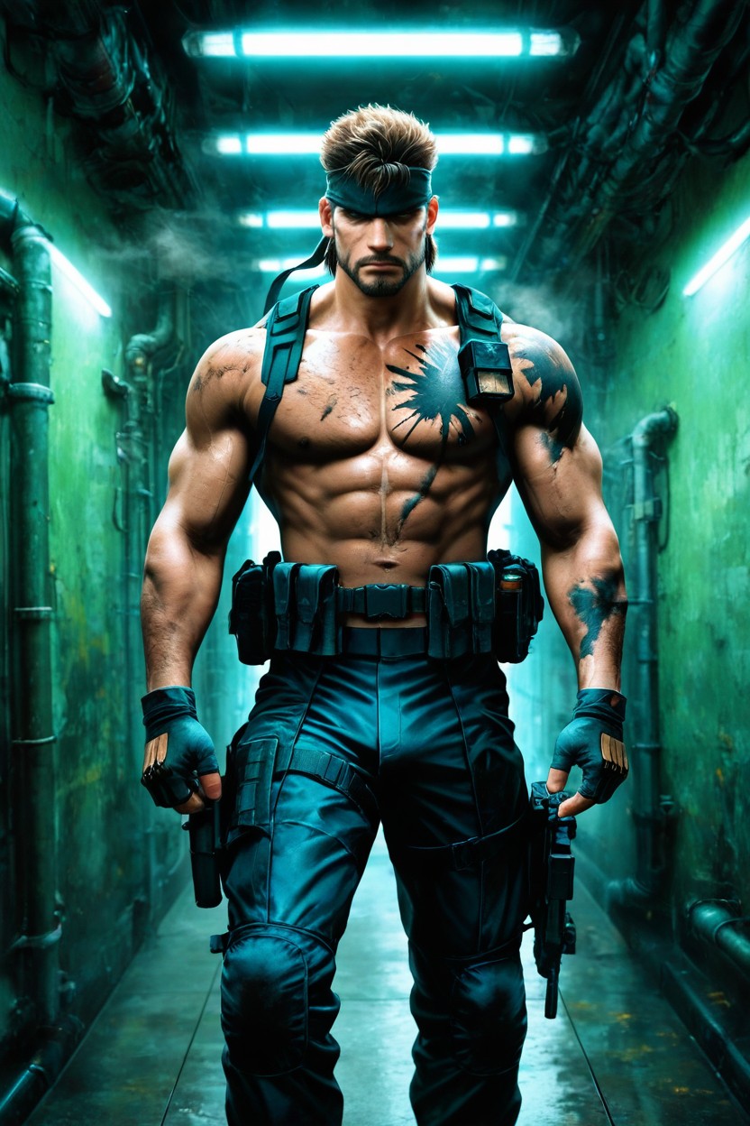 Gritty And Battle Worn, On His Arms, Realistic Moisture Reflections AI Gay Porn