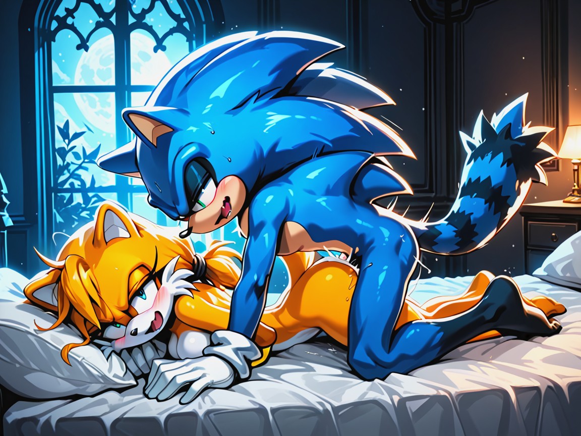Bedroom, Happy, Blue Fur Furry AI Porn