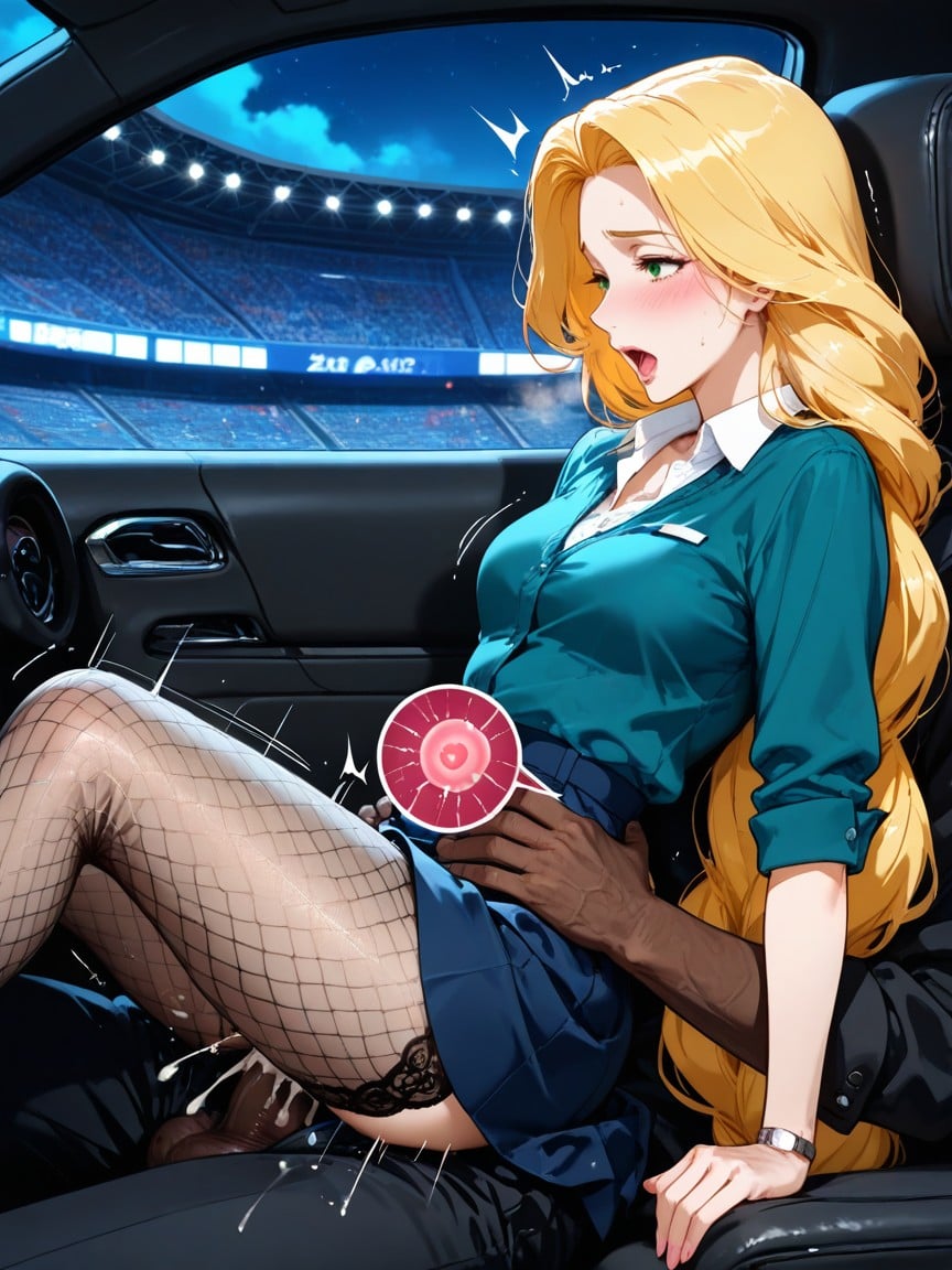 Shocked, Interracial Sex, In Car AI Porn