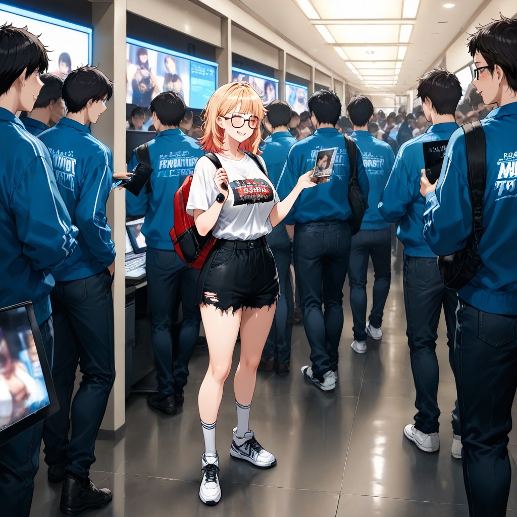 Medium Hair Length, Square Glasses, Digital Watch Hentai AI Porn