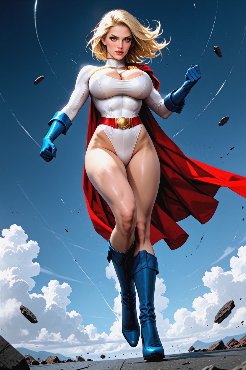 Running Fast, Sexy Legs, Powergirl From Dc Comics Hentai IA