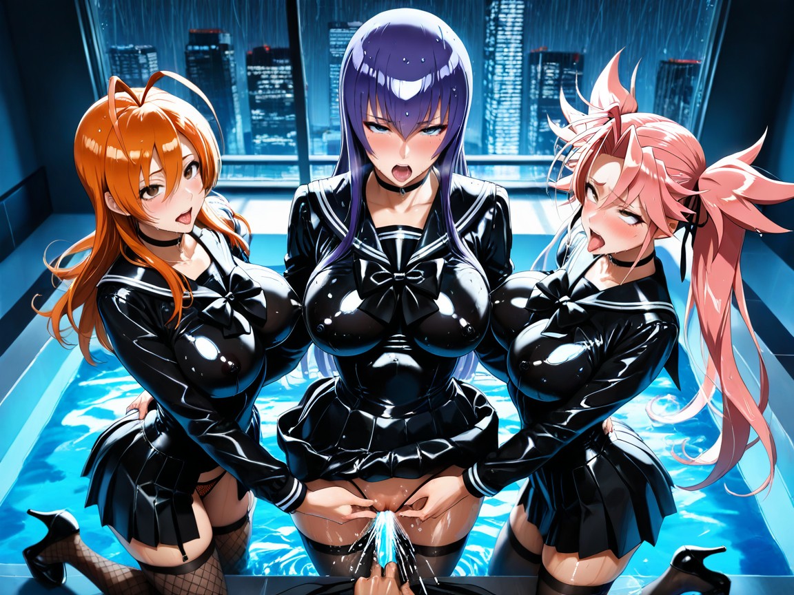 Glossy Lips, Luxury Skyscraper Indoor Jacuzzi, Black Choker Hentai AI Porn