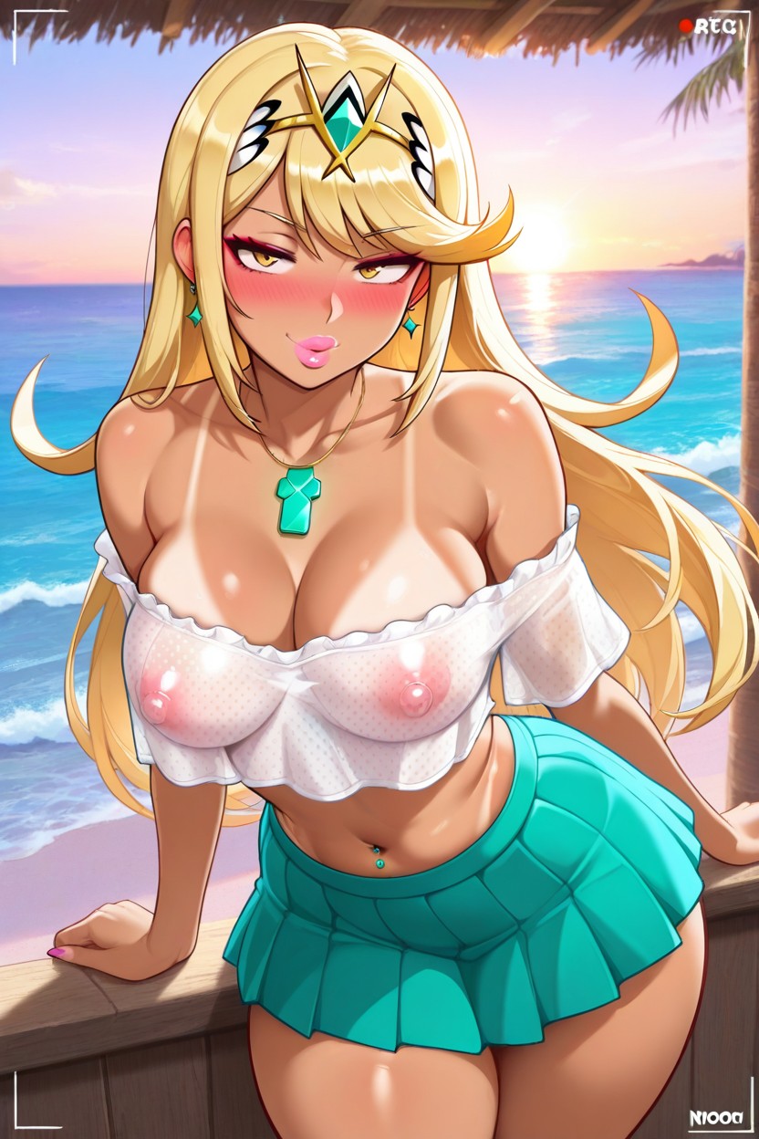 Bimbo, Bare Shoulders, Pouty Lips Hentai AI Porn