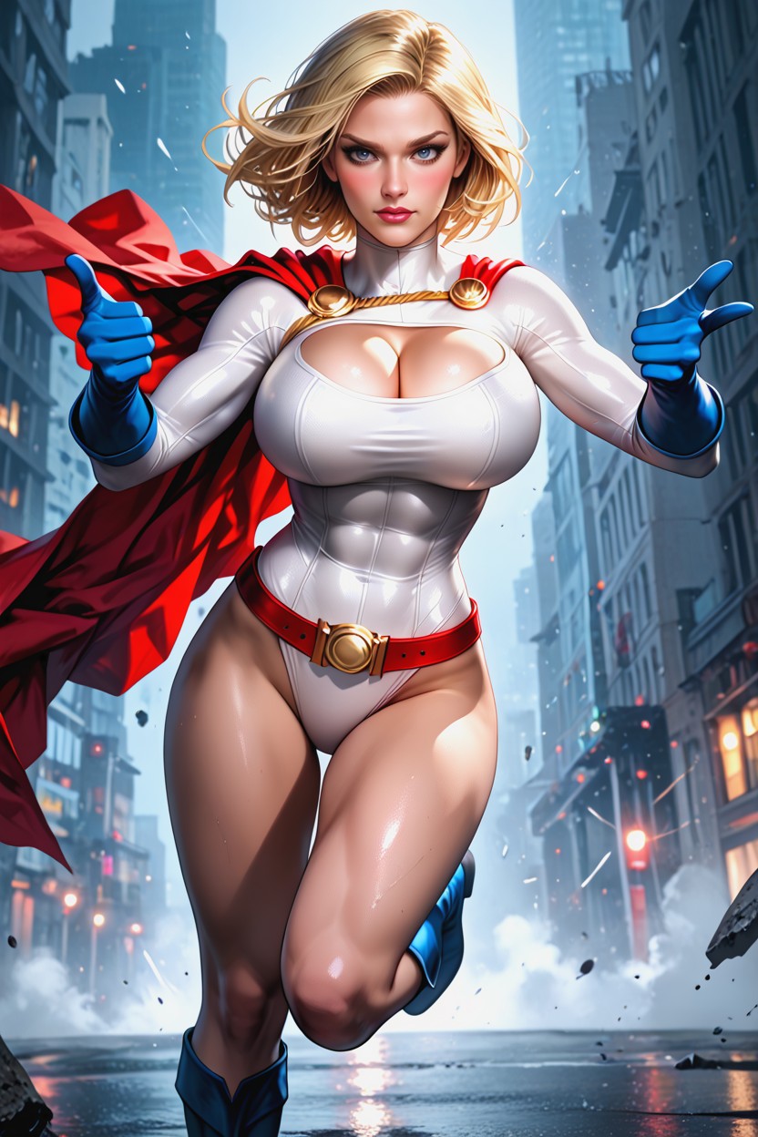 Hero Suit, Breast Expansion, White Leotard Hentai AI Porn