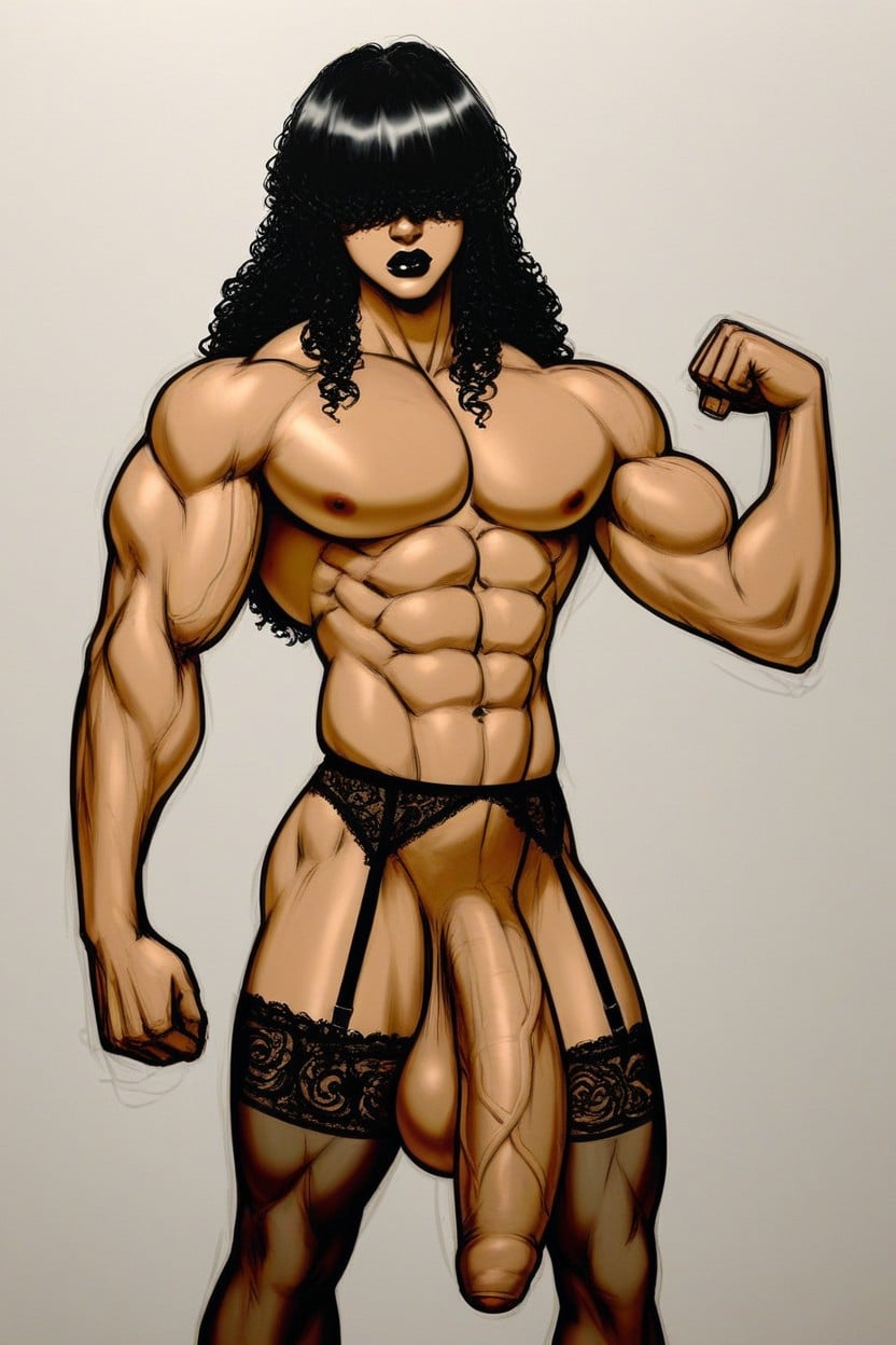 Ultra Wasp Waist, Abs, Sunken Stomach Shemale AI Porn
