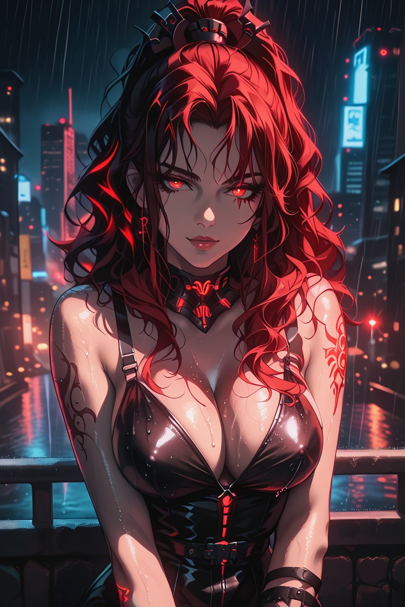 Bare Shoulders, Seductive Smile, Dress Translucent From Rain Hentai AI Porn
