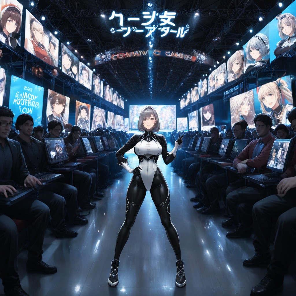 Front View, B Cosplay Outfit, Skinny Hentai AI Porn