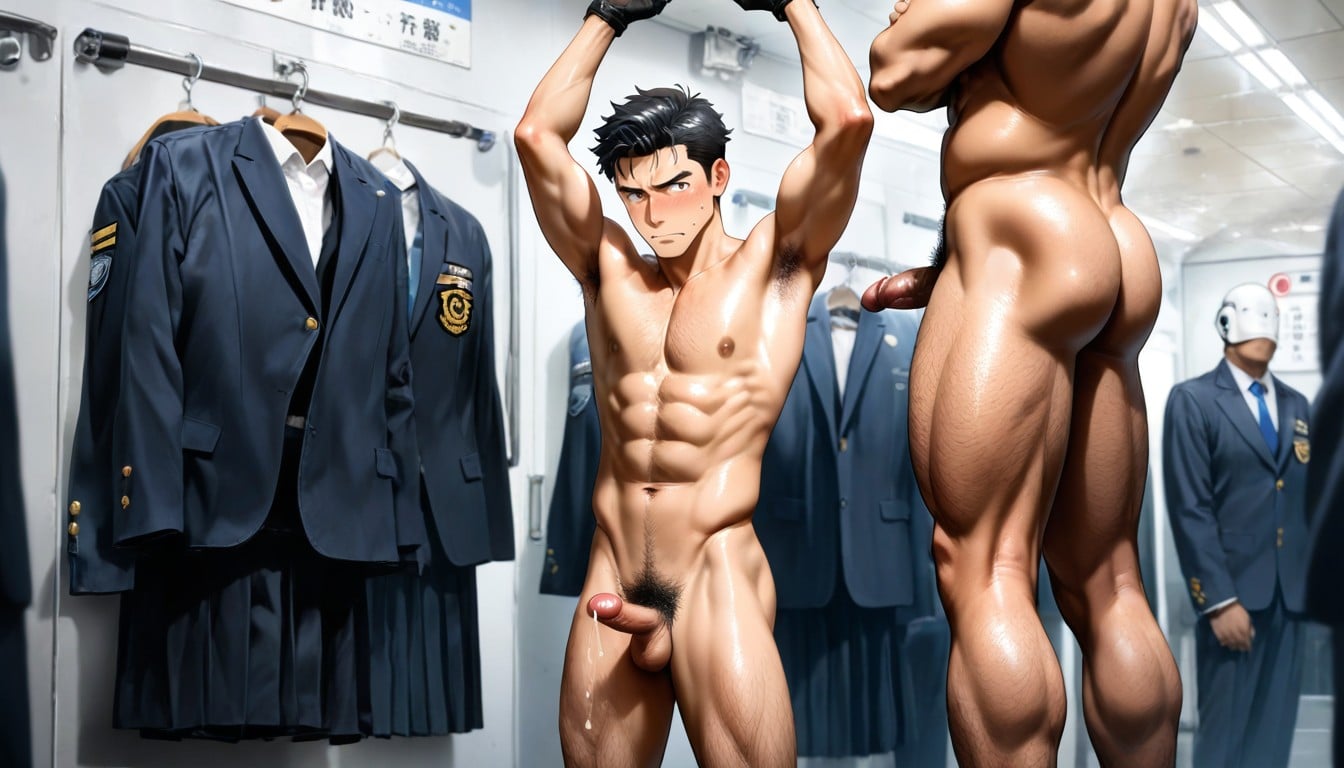 Penis Pump, Handsome Self-defense Force Members Standing Naked In A Line, 18+ AI Gay Porn