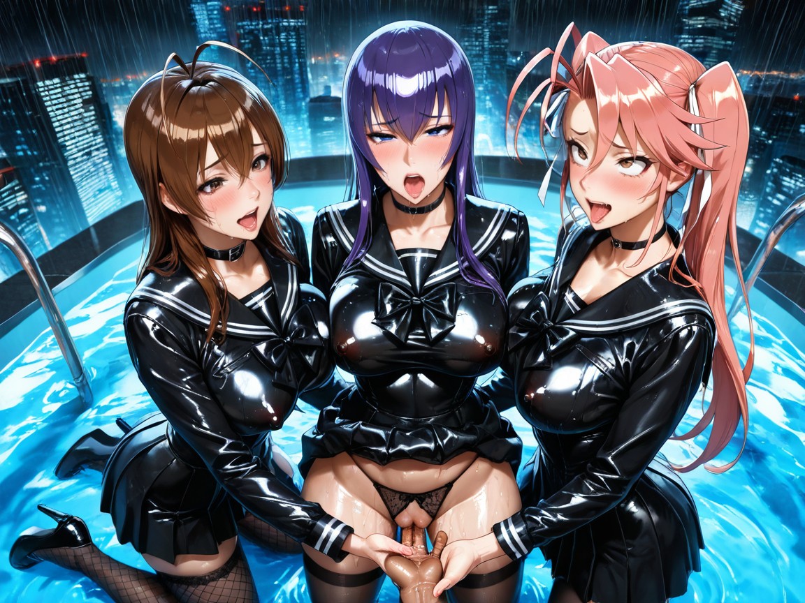 Rim Lighting, Extreme Squirting, Takagi Saya Has Brown Eyes And Pink Hair Hentai AI Porn