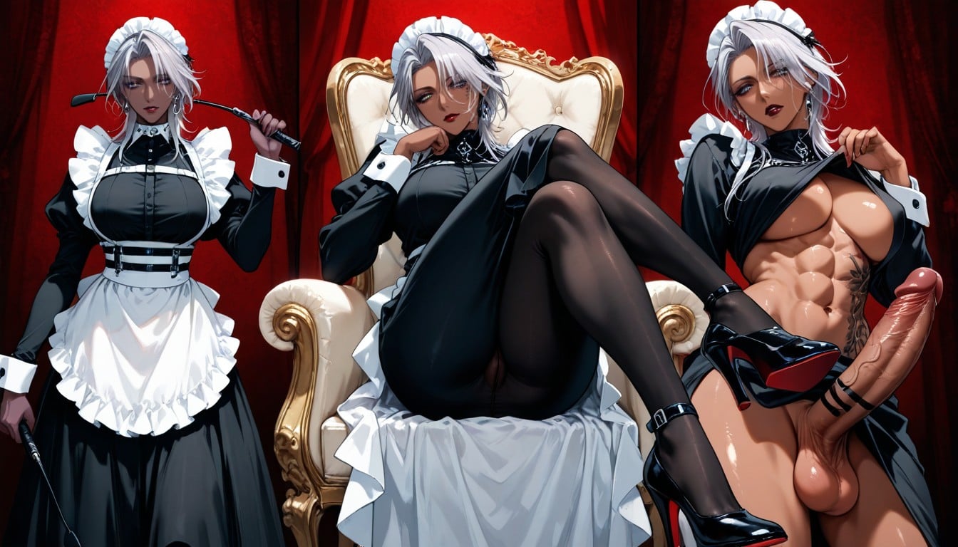 Fit, Black Back Seam Pantyhose, Purple Glans Hentai AI Porn