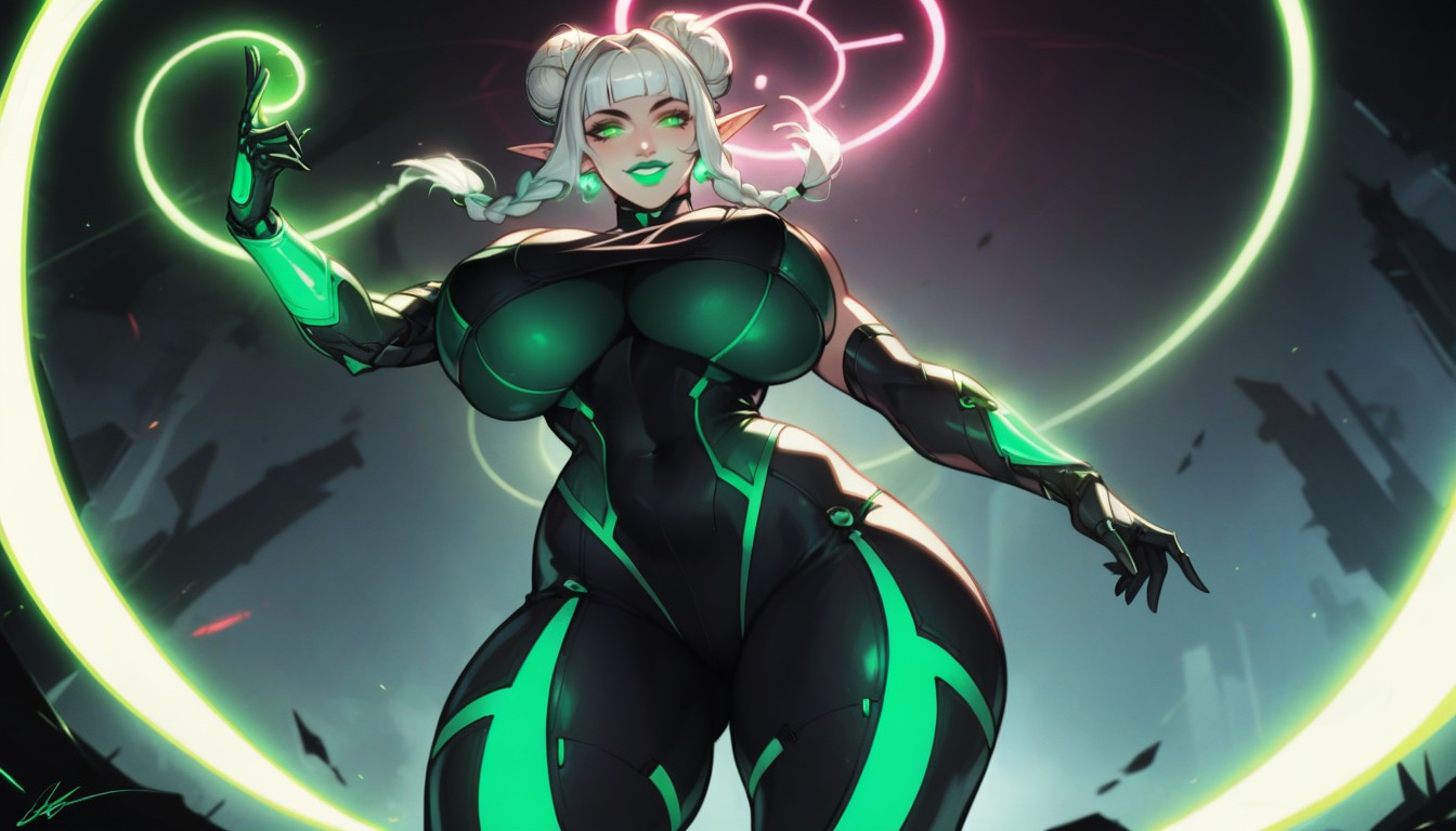 Led Lights On Clothing, Happy Pretty Face, Bright Neon Afterglow Hentai AI Porn