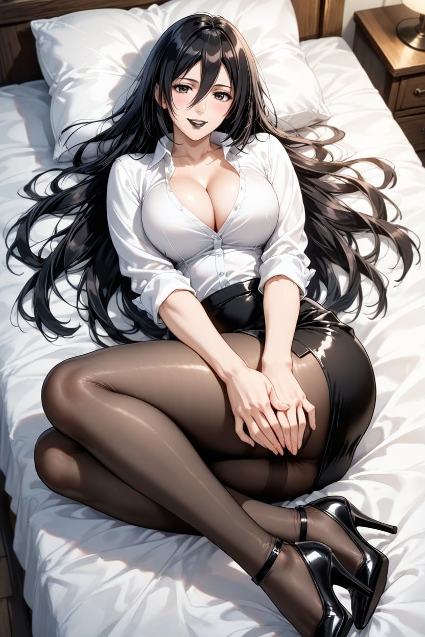 Lying In Bed, Curvy Body, Top Down Hentai AI Porn
