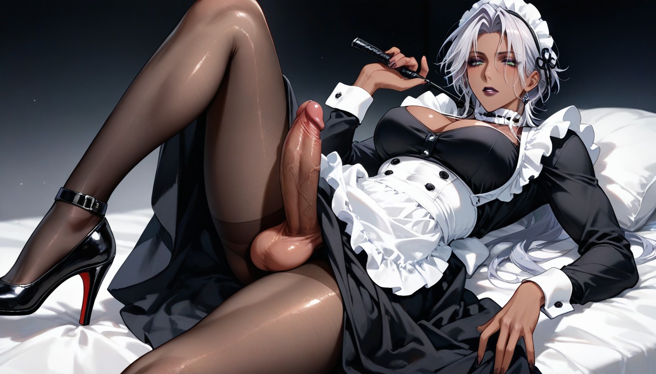Abs, Black Long Skirt, Beautiful Details Hentai IA