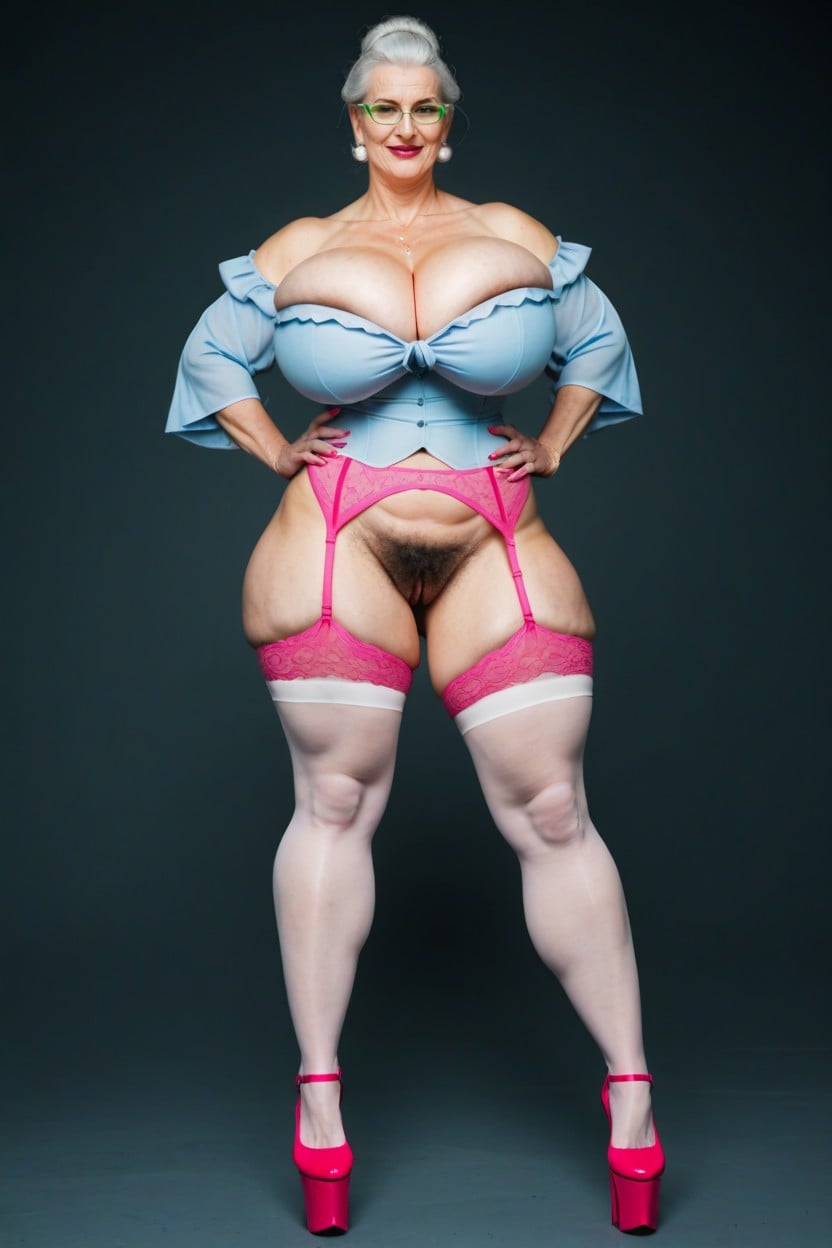 Garter Belt, Big Hairy Gaping Pussy, Cathy Canuck AI Porn