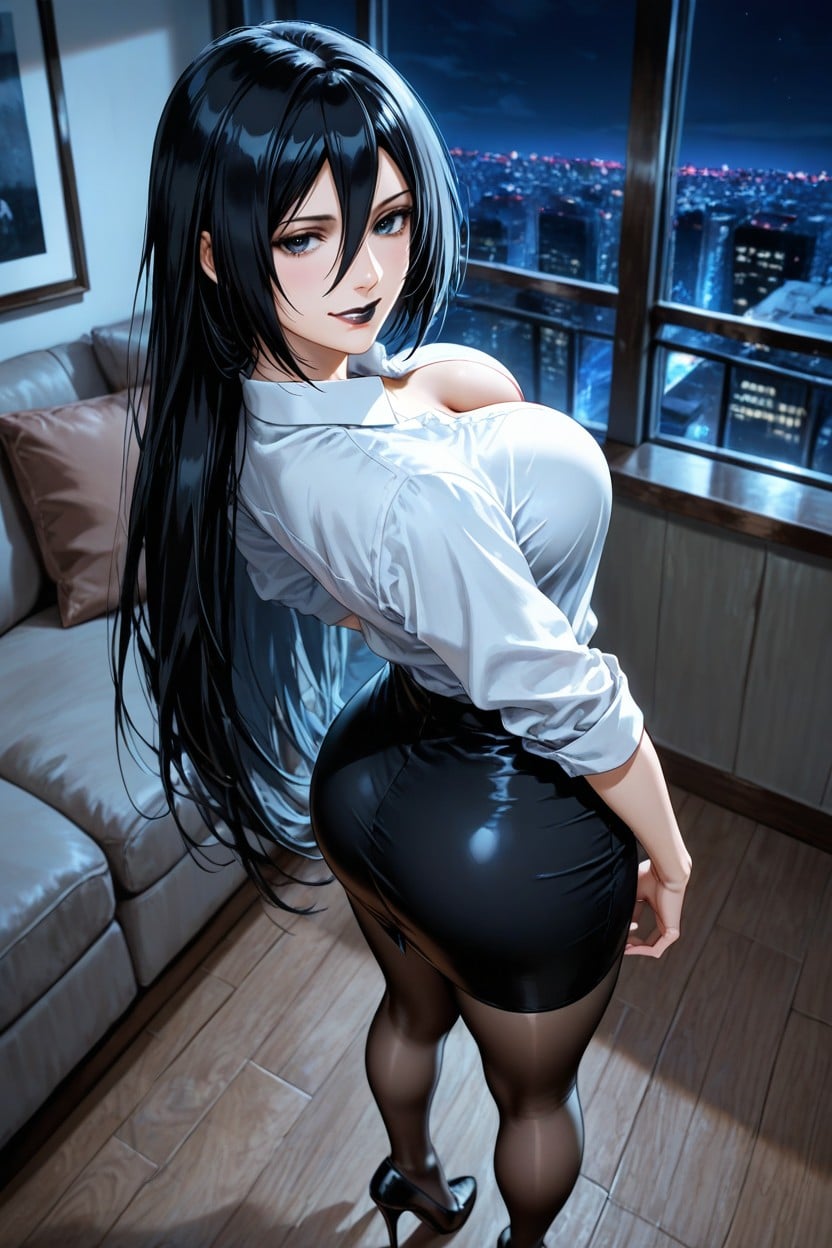 White Shirt, Straightened Hair, Very High Heels Hentai AI Porn