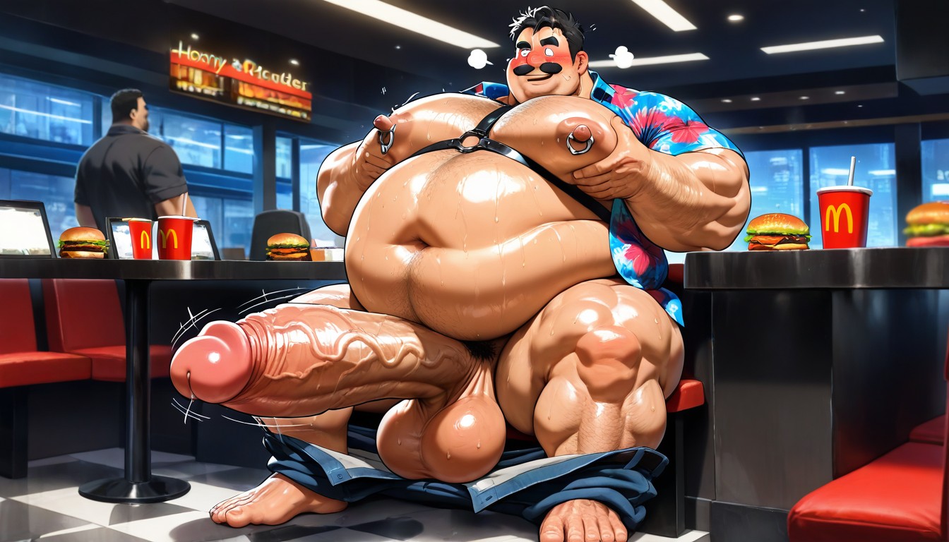 Puffy Nipples, Gasping, Huge Veiny Girthy Cock AI Gay Porn