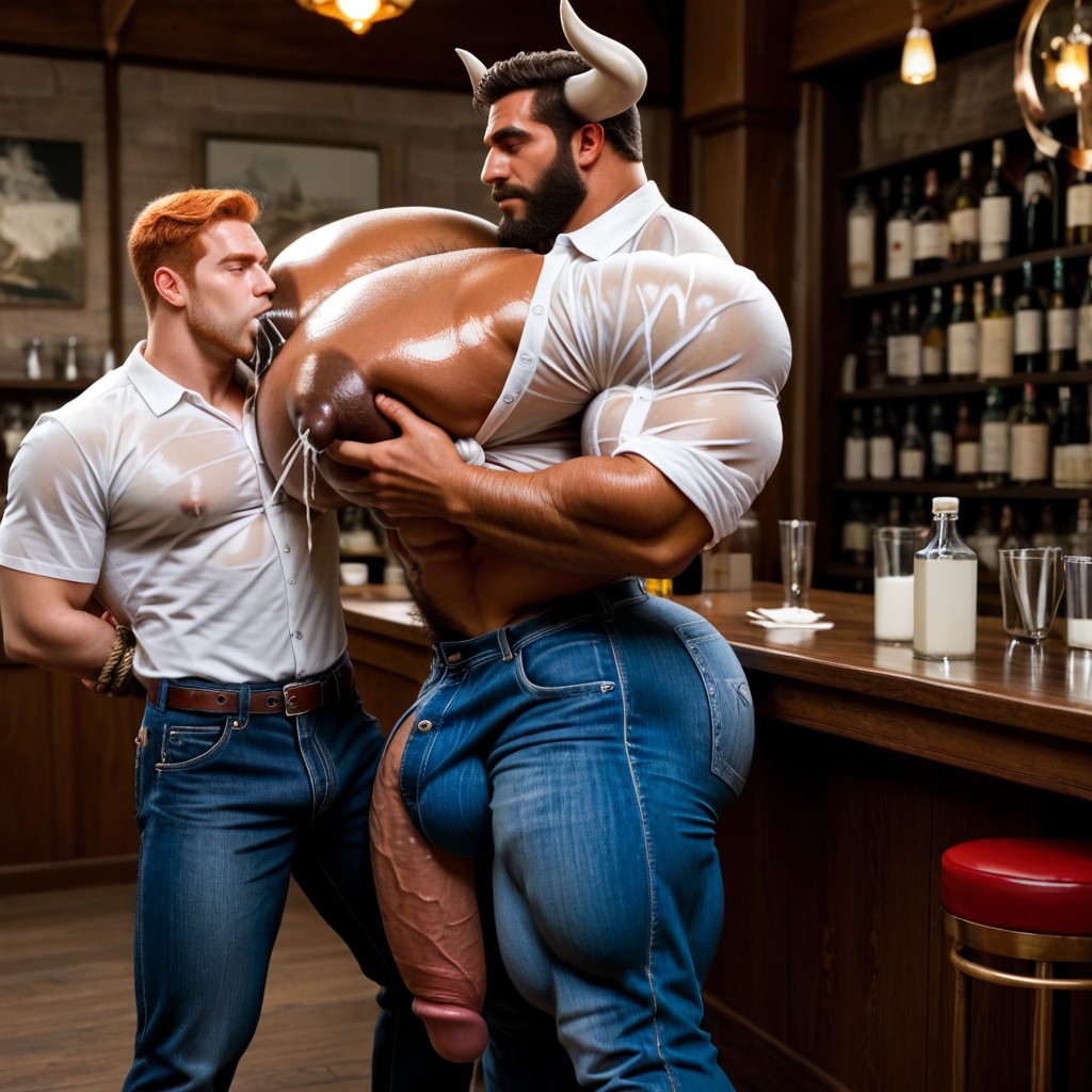 Wet White Button Up Shirt Shirt, A Lot Of Body Hair, Big Nipples AI Gay Porn