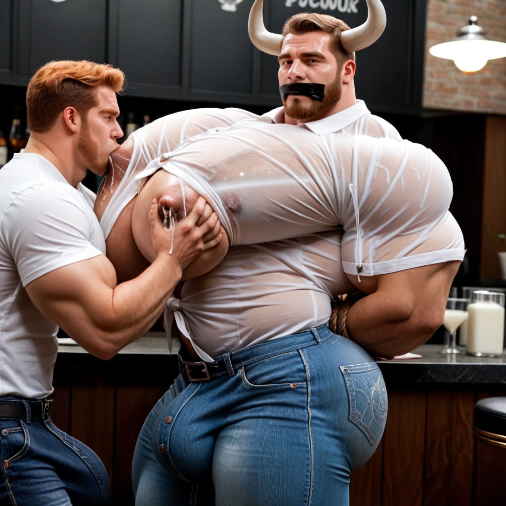 Masculine Facial Features, Big Bulge, Gigantic AI Gay Porn