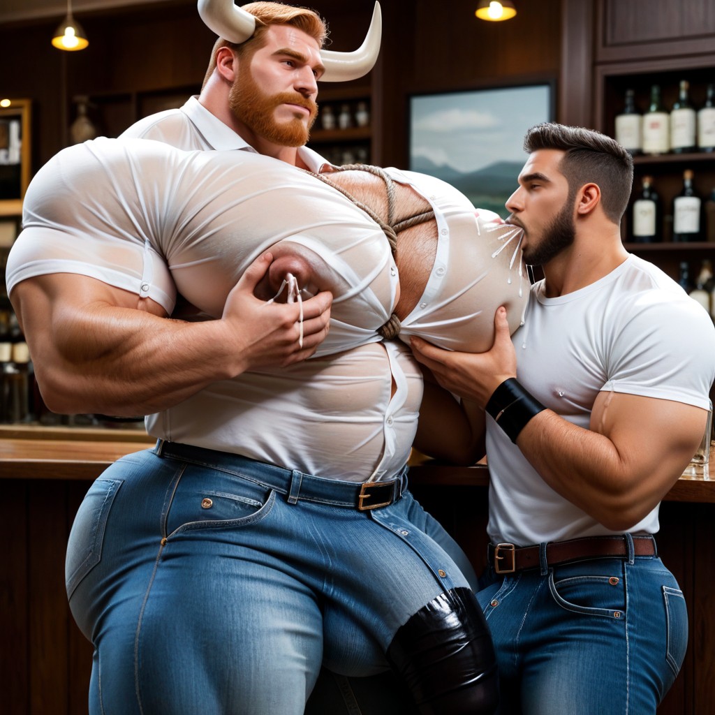 Brown Skin, Shibari, Wet White Button Up Shirt Shirt AI Gay Porn