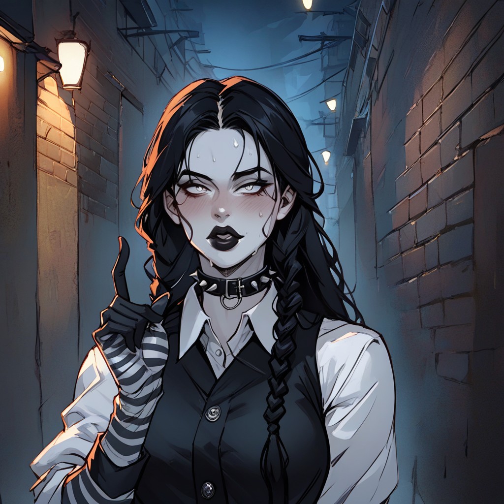 Black Hair, Gray Plaid Skirt, Yellow Walls Hentai AI Porn