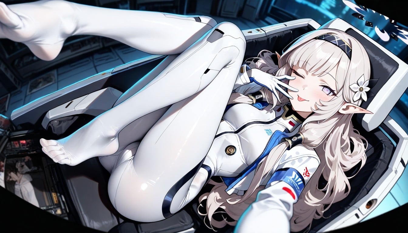 Cyberpunk White Jacket, Primer Plano, Ultraskinny Hentai IA