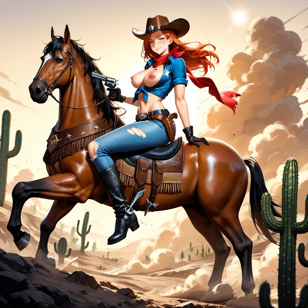 Skinny, Many Cactus Trees Around, Medium Ass Hentai AI Porn