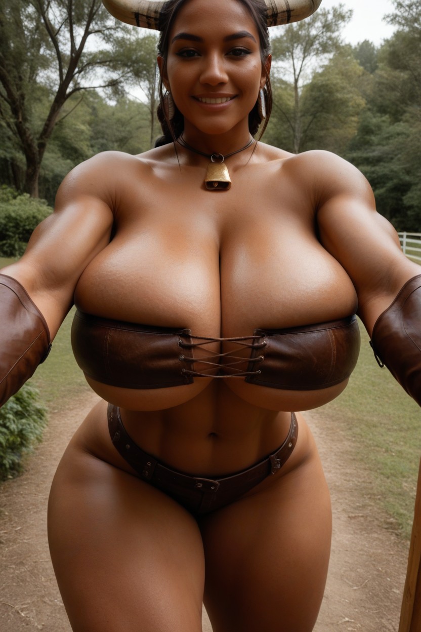Outdoors, From Below, Gigantic Saggy Breasts Porno IA