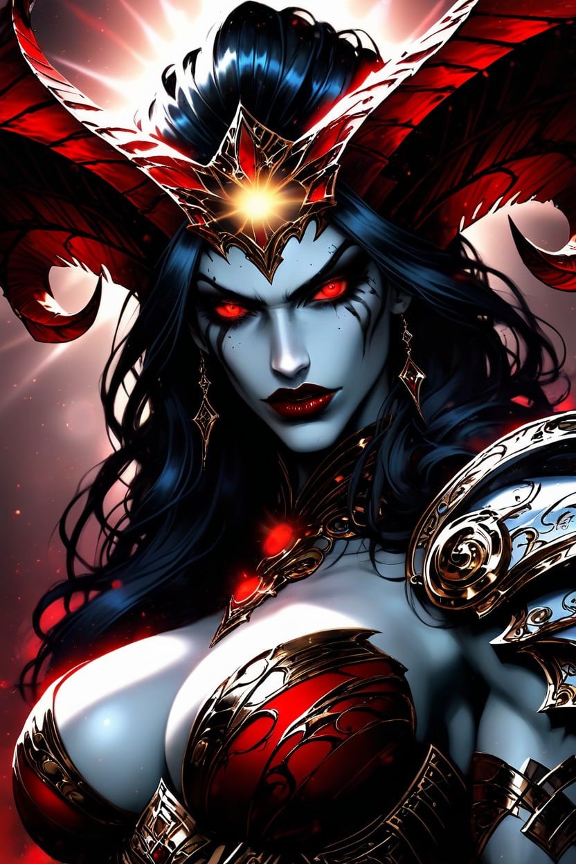 Full Body Portrait, Powerful And Seductive Demon Queen, Confident And Fierce Hot Expression Hentai AI Porn