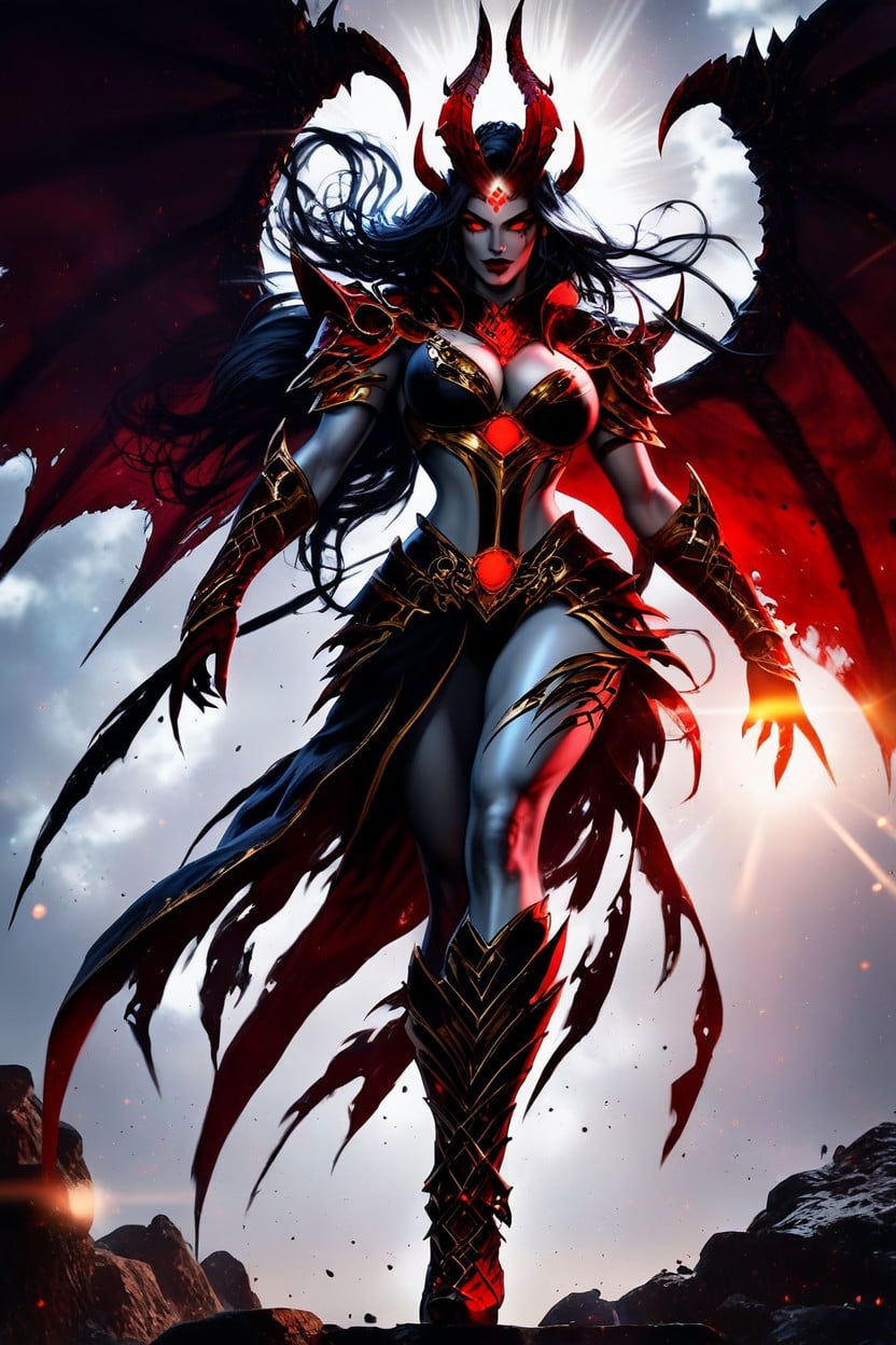 Red Glowing Eyes, Red Glowing Eyes, Powerful And Seductive Demon Queen Hentai AI Porn