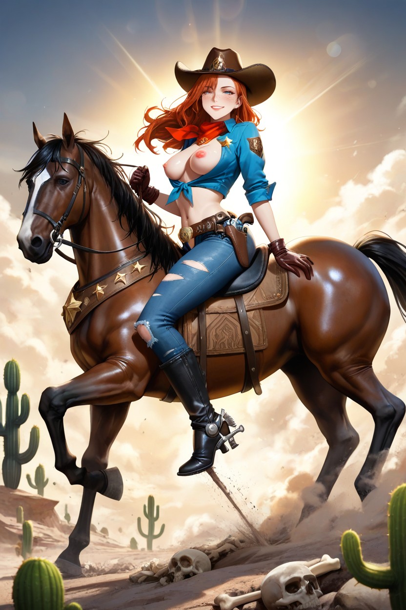 Metal Spurs On Boots, Long Hair, Blackhorse Running Very Fast Hentai AI Porn