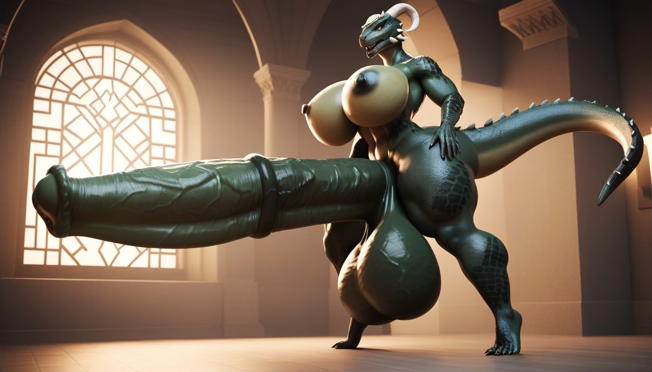 Argonian, Green Cock, Green Penis Porno IA