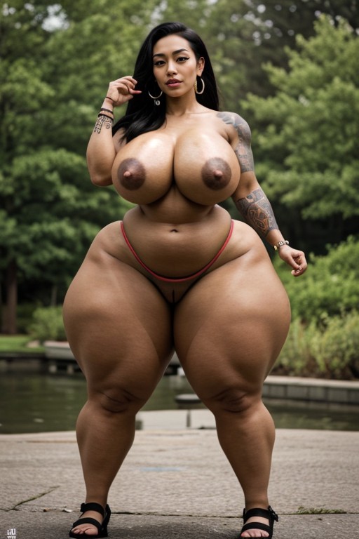 Extremely Muscular Thighs, Traps On Steroids, Interracial AI Porn