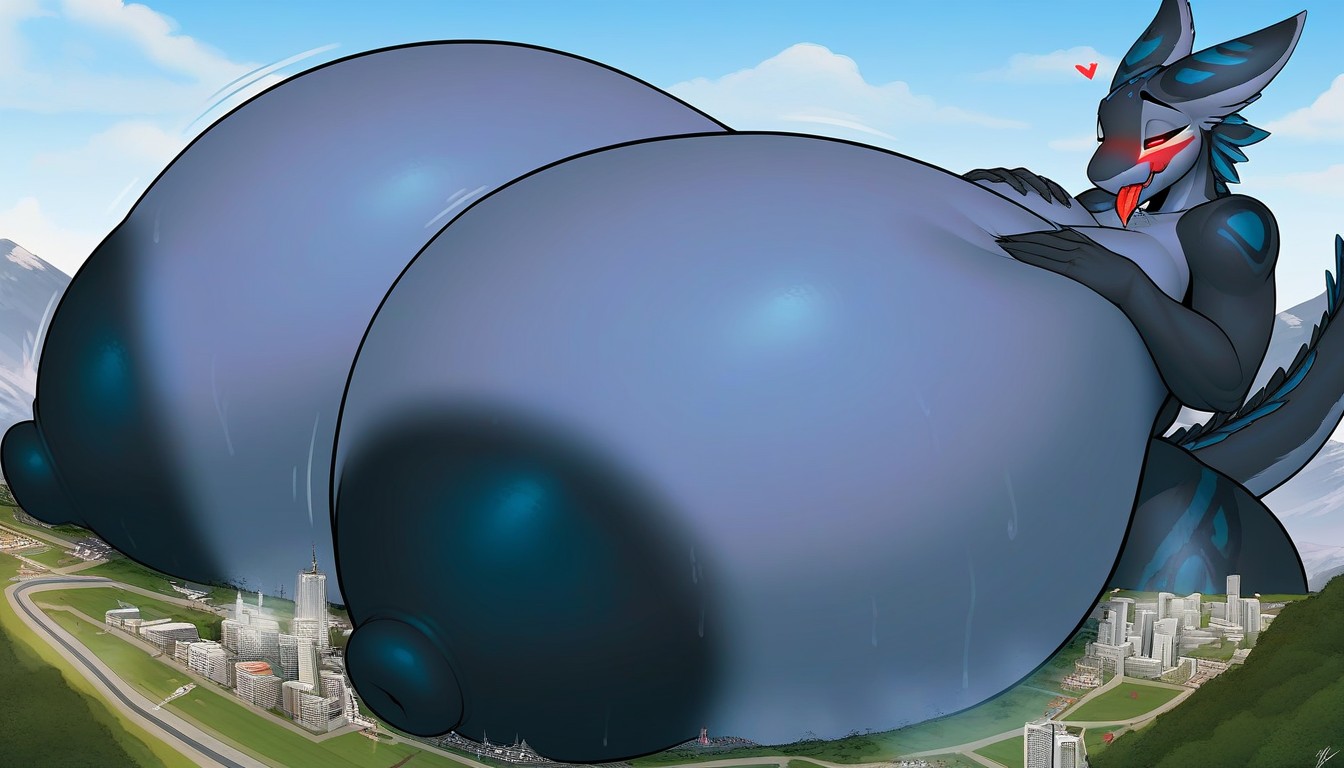 Macro, Gigantic Breasts, Full Body Furry AI Porn