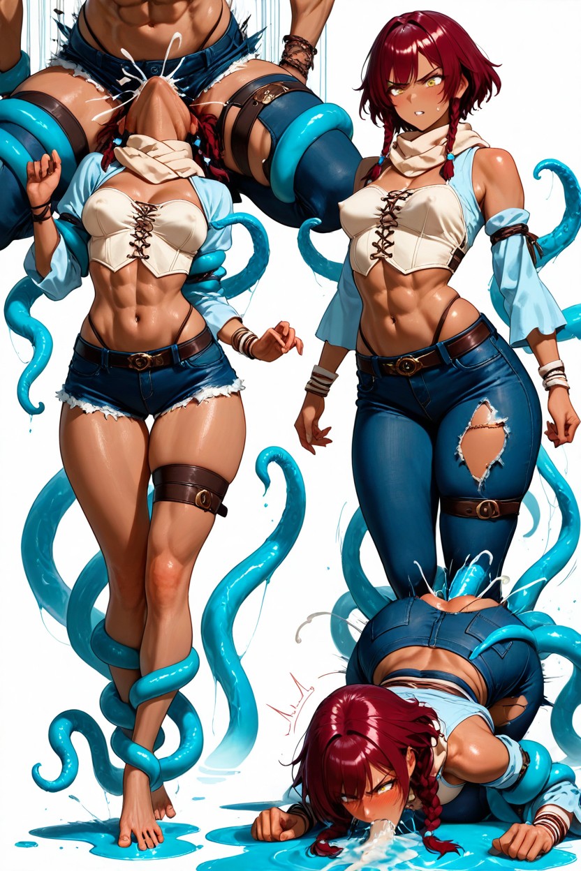 Culo Pequeño, Deepthroat, Spread Toes Dark Skin Hentai IA