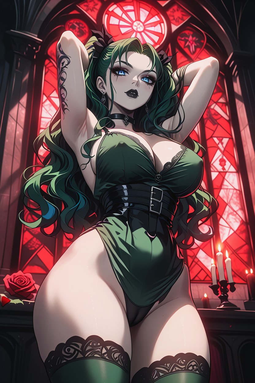 Twin Ponytails, Bottom Up, Blue Eyes Hentai AI Porn