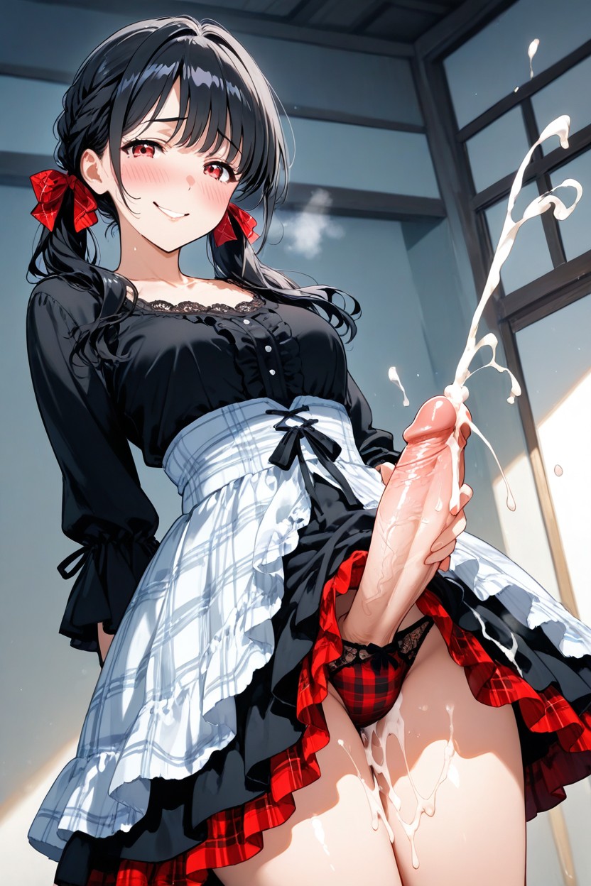 Hair Ribbons, Looking At Viewer, Red Eyes Hentai AI Porn